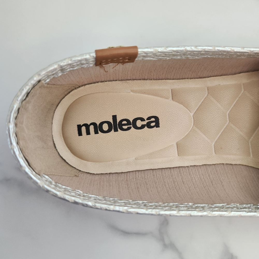 Moleca Comfy Silver Espadrille Women Flats Slip On Shoes Size 8 - Picture 5 of 14